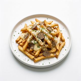 Patatine stick con fonduta di caciocavallo & tartufo