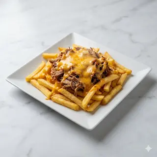 Patatine con pulled pork e cheddar