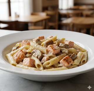 Penne al salmone con porcini