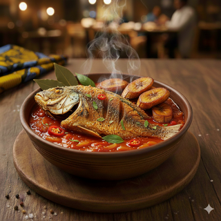 Pesce fritto con plantano