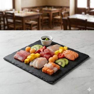 Pesce crudo con frutta
