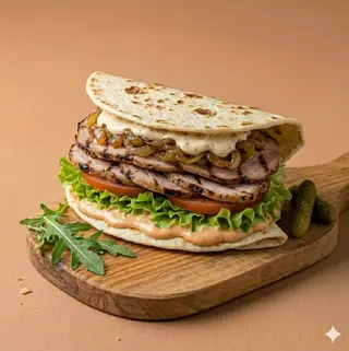 Piadina carne, verdure, salse