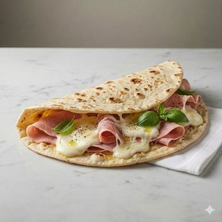 Piadina con prosciutto cotto e mozzarella 