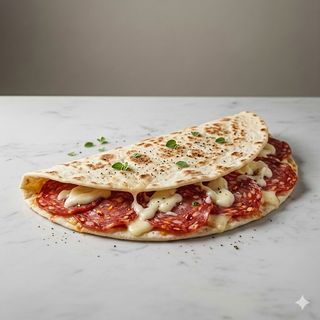 Piadina con salame piccante e mozzarella 