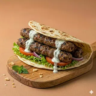Piadina seekh kebab, verdure, salse