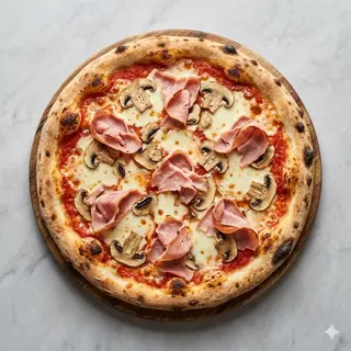 Pizza cotto e funghi