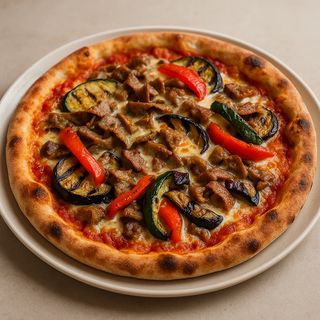 Pizza kebap con verdure