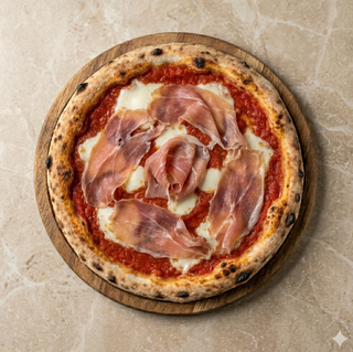 Pizza margherita con prosciutto crudo senza glutine