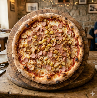 Pizza con wurstel e patate