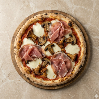 Pizza funghi e prosciutto