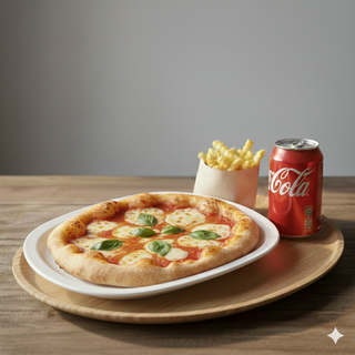 Pizzetta, patatine e bibita