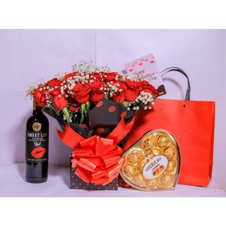 Plain Red Standing Bouquet,Sweetlips, Chocolate