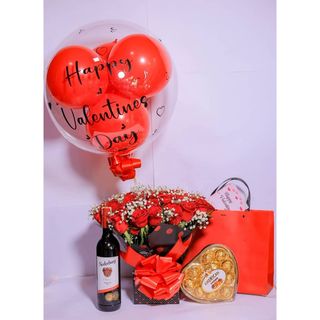 Plain Red Standing Bouquet, Nederburg, Chocolate Balloon