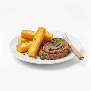 Polenta fritta con fegatini