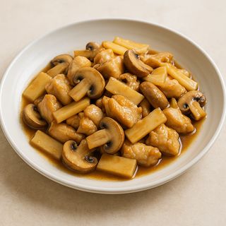 Pollo con funghi e bambù