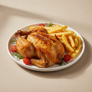 Pollo con patate fritte