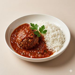 Polpetta al sugo con riso basmati