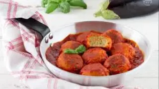 Polpette di pesce spada con patate su crema di melanzane a funghetto 4 pezzi