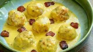 Polpette su crema alla carbonara 6 pezzi