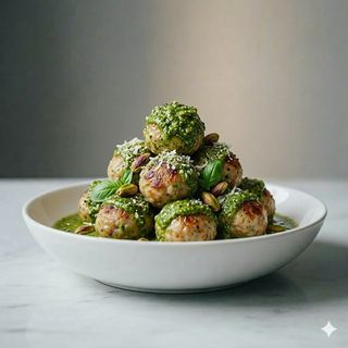 Polpettine con pesto di pistacchio