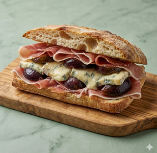 Panino prosciutto crudo, gorgonzola, fichi al maraschino