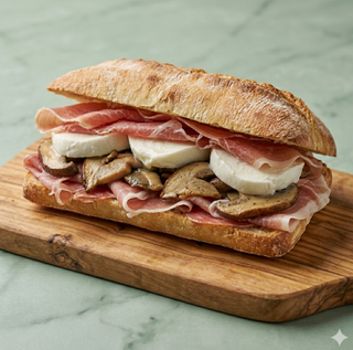 Panino prosciutto crudo, porcini, mozzarella di bufala