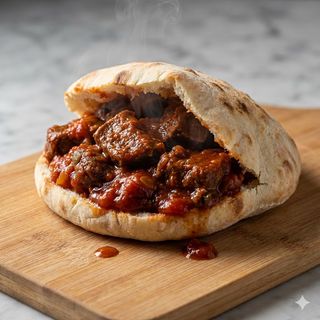 Puccia con pezzetti al sugo