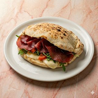 Puccia con salame ungherese