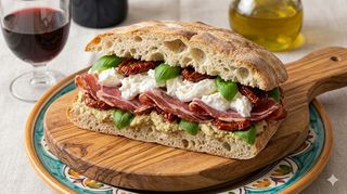Puccia con capocollo e burrata