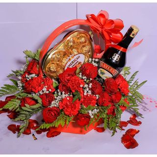 Red Basket With Baileys And Chocolate