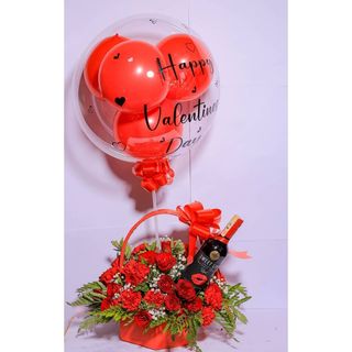 Red Basket With Sweet Lips And Balloon