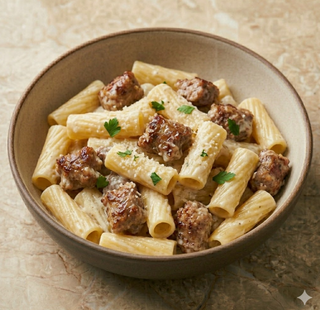 Rigatoni con panna e salsiccia