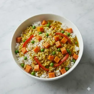 Riso curry e verdure