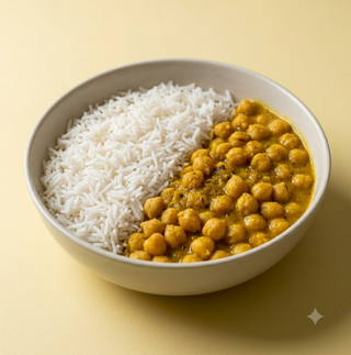 Riso bianco + curry di ceci