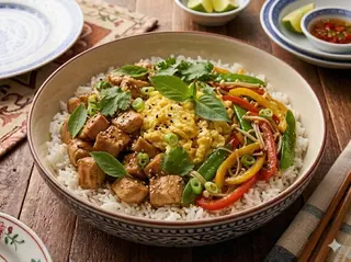 Riso bowl con pollo saltato