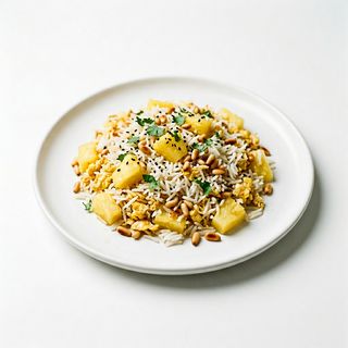 Riso con ananas e pinoli