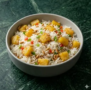 Riso con ananas e pinoli