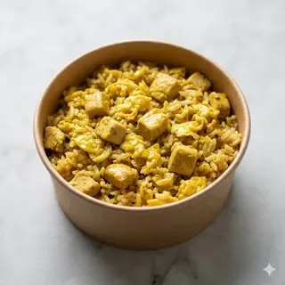 95 Riso con pollo al curry e uova