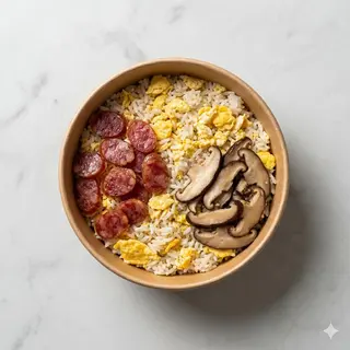 88 Riso con shitake e salsiccia cinese