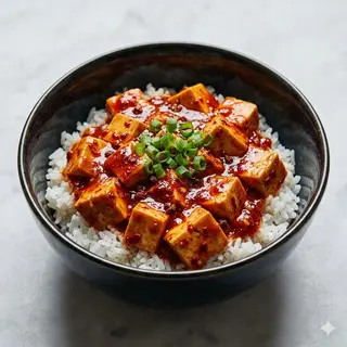 100 Riso con tofu salsa piccante
