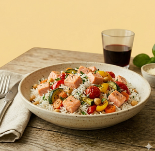 Riso salmone e verdure
