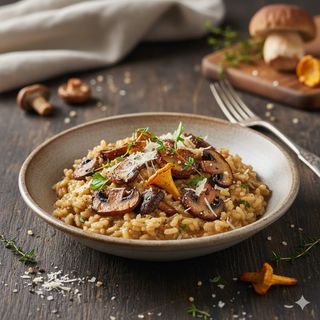 Risotto del boscaiolo con selezione di funghi