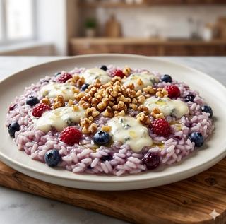 Risotto frutti di bosco con zola e noci
