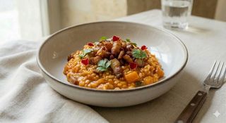 Risotto zucca rossa e speck