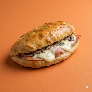 Rotolo di focaccia prosciutto e funghi