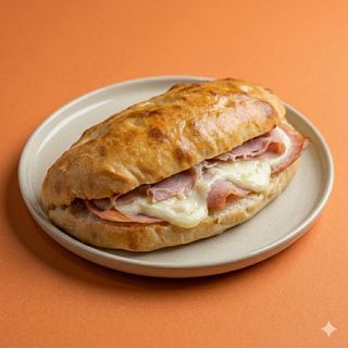 Rotolo di focaccia prosciutto e stracchino