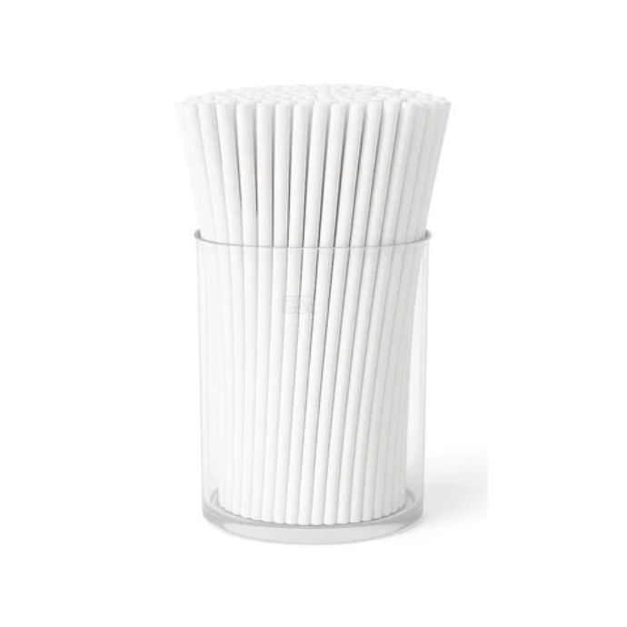 Softpak 6Mm X 197Mm 3Ply Single Wrap White Paper Straws 25Pcs