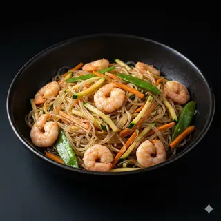 27b. Spaghetti di soia con misto di mare alla piastra