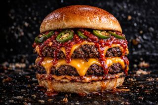 Spicy Smash - Single smash, cheddar, jalapenos, salsa harissa