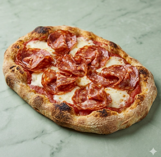 Pinsa salame piccante, pomodoro, fior di latte